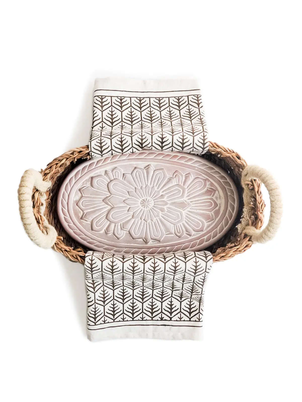 Bread Warmer & Basket Gift Set with Tea Towel - Flower - AmeriLuxe Essentials