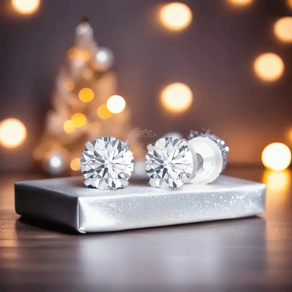 2.00 CTW AGI Certified Lab-Grown Diamond Stud Earrings in Solid 14K Gold - G Color, VS Clarity - AmeriLuxe Essentials