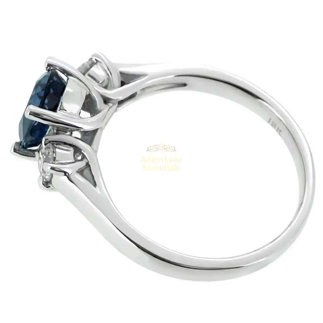 2.00 CTW Lab Created Oval Blue Sapphire & Diamond 3-Stone Engagement Ring in 14kt Gold - AmeriLuxe Essentials
