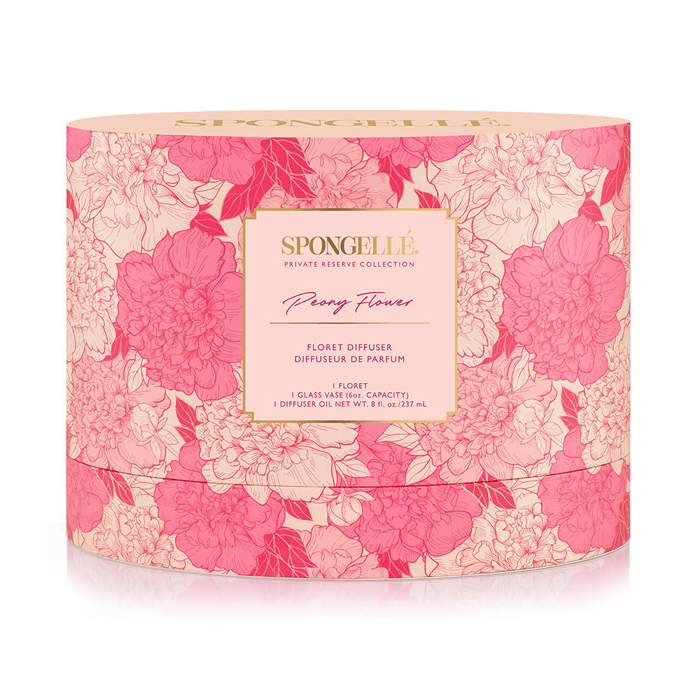 Peony Flower - Private Reserve Diffuser packaging with floral design and product details.