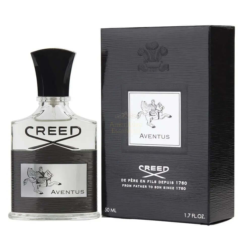 CREED AVENTUS fragrance for men in 1.7 EAU DE PARFUM SPRAY bottle with box, showcasing luxury from France.