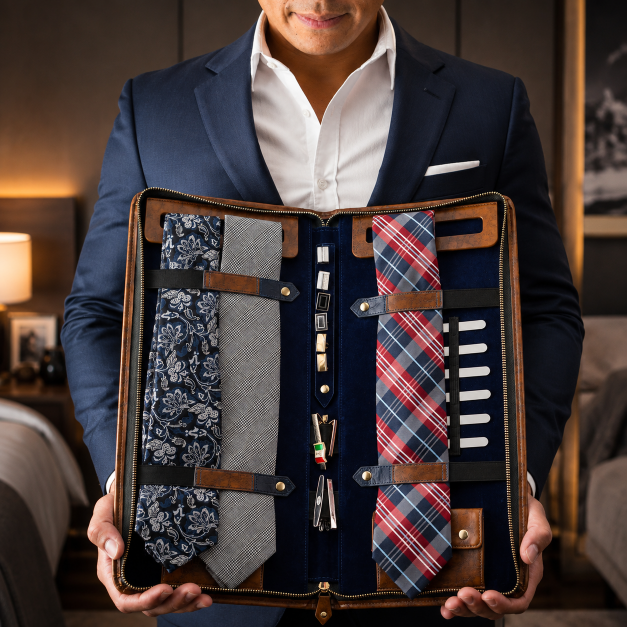 Tie Organizer Travel Case - Royal Blue