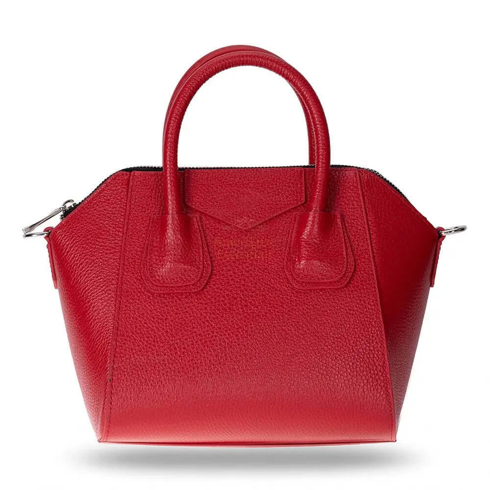 Salinas Genuine Leather Women's Handbag - Small, vibrant red color, stylish and functional small leather women's handbag.