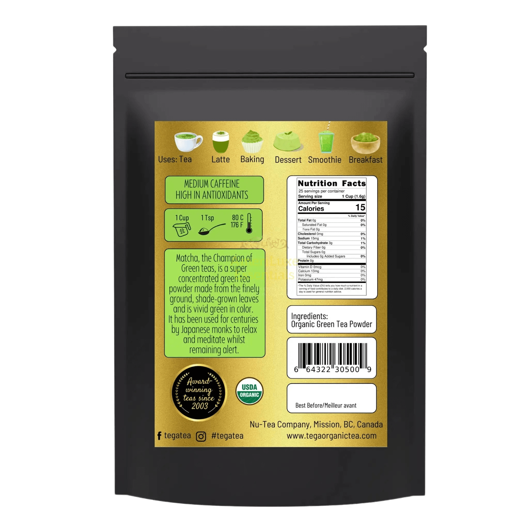 Matcha Green Tea Powder Japanese Organic 40g DC-Tega Tea