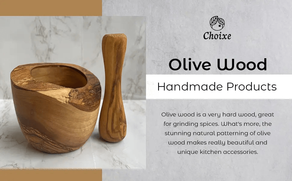 Olive Wood Rustic Mortar and Pestle DC-Choixe