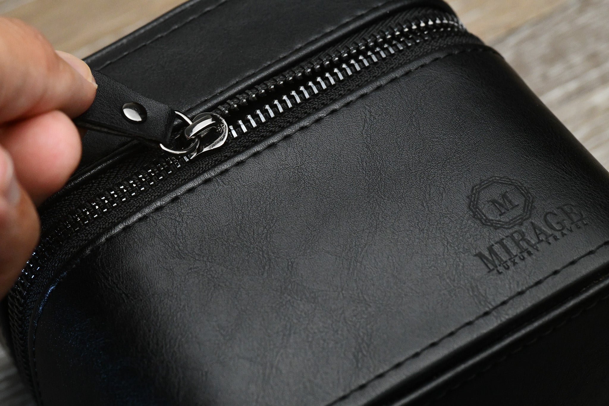 Watch and Jewelry Travel Case - Genuine Leather - Obsidian Black