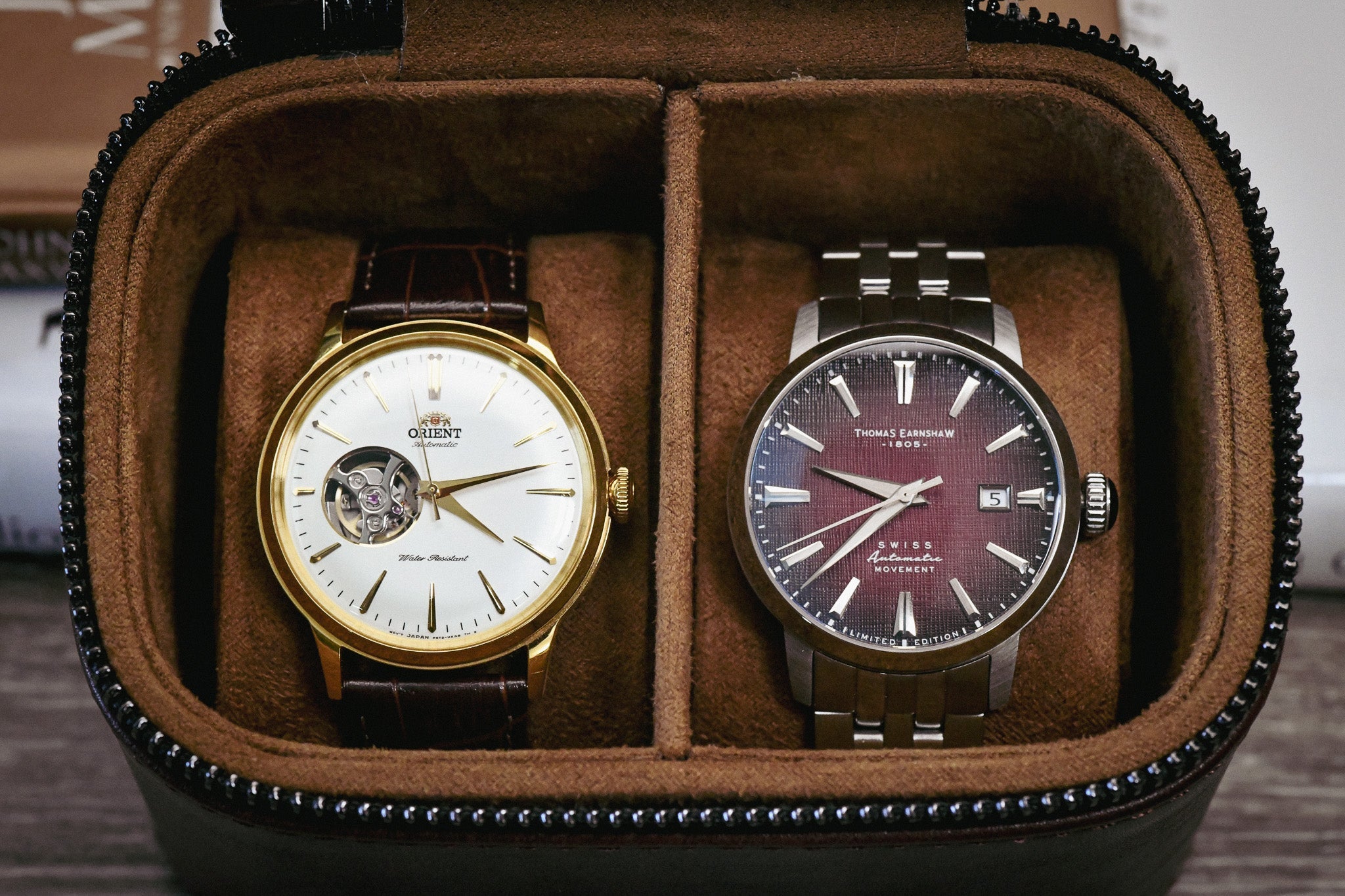 Watch and Jewelry Travel Case - Coffee Brown Leather