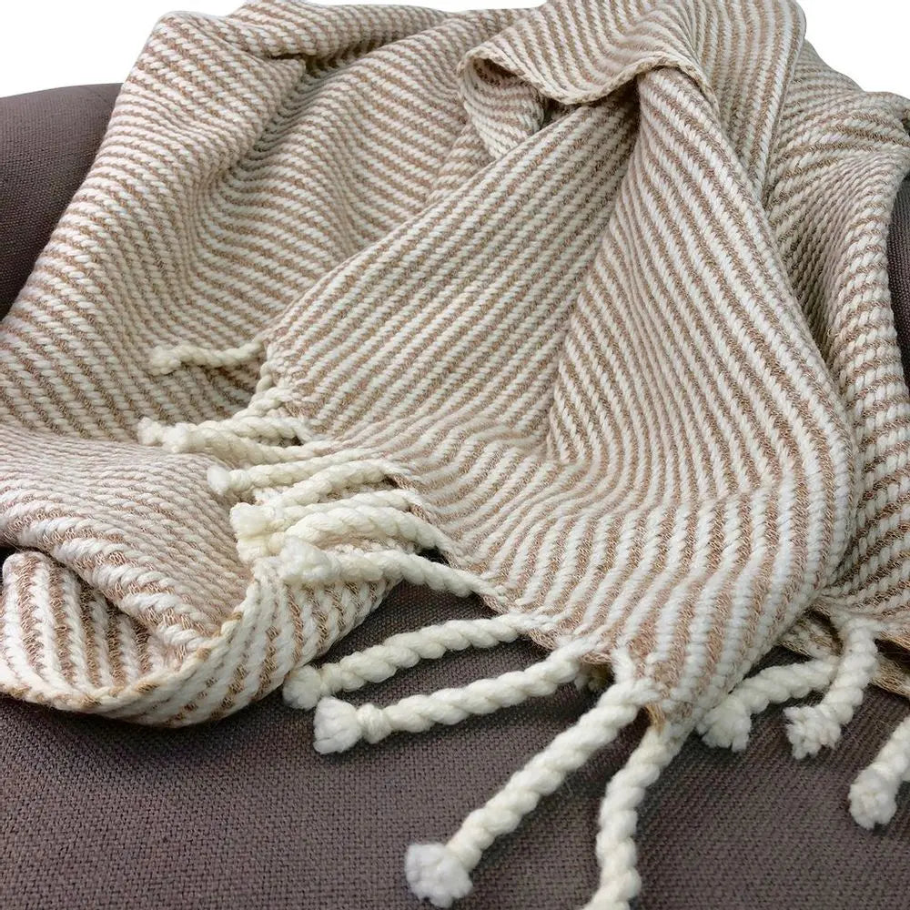 Handmade Chunky Camel Stripe Alpaca Throw - AmeriLuxe Essentials