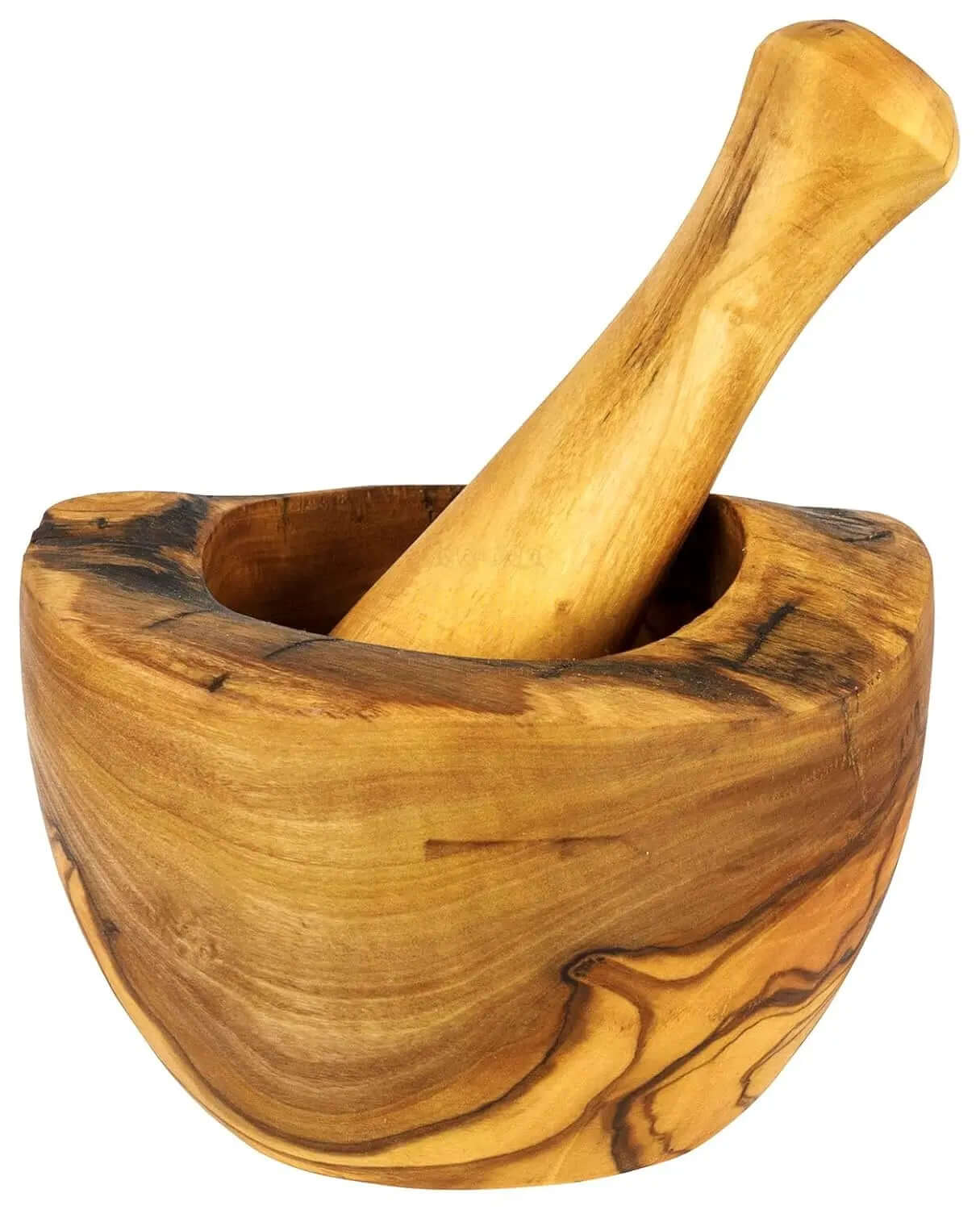 Olive Wood Rustic Mortar and Pestle DC-Choixe