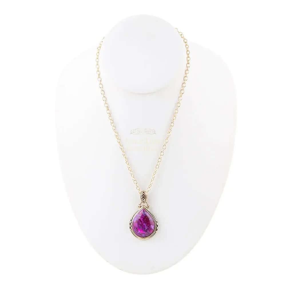 Purple Turquoise Teardrop Golden Pendant Necklace - AmeriLuxe Essentials