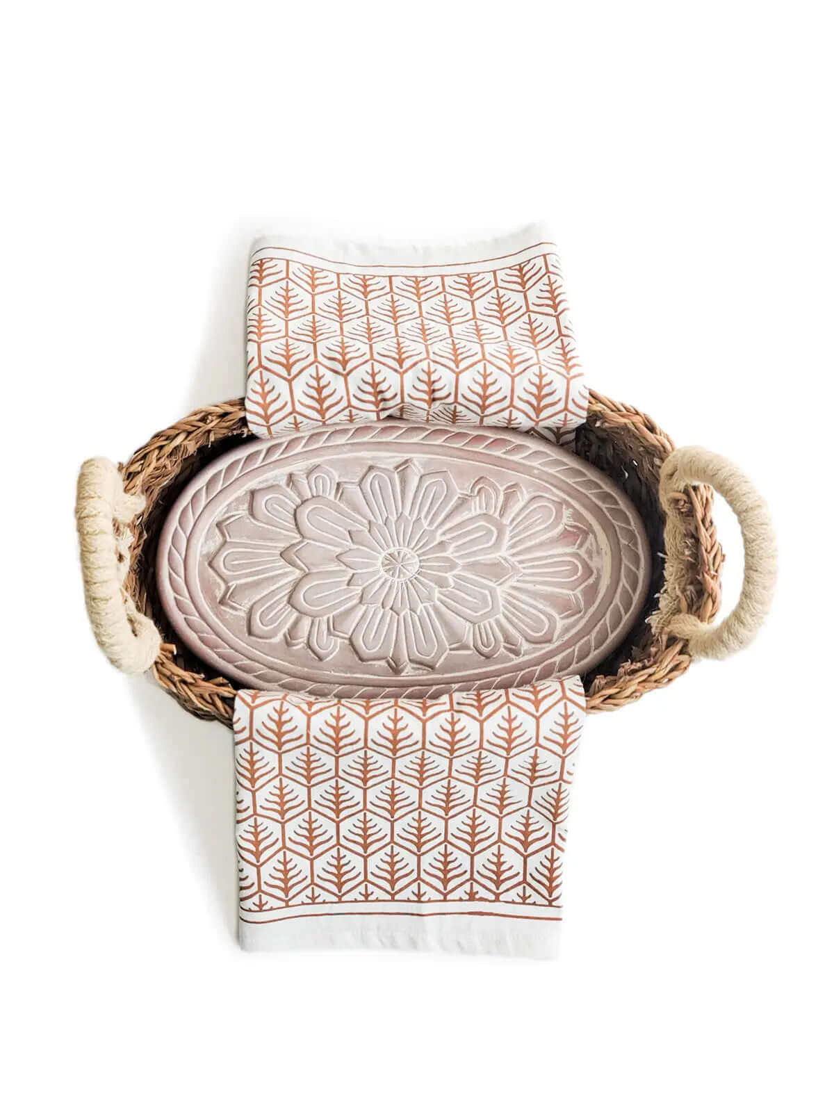 Bread Warmer & Basket Gift Set with Tea Towel - Flower - AmeriLuxe Essentials