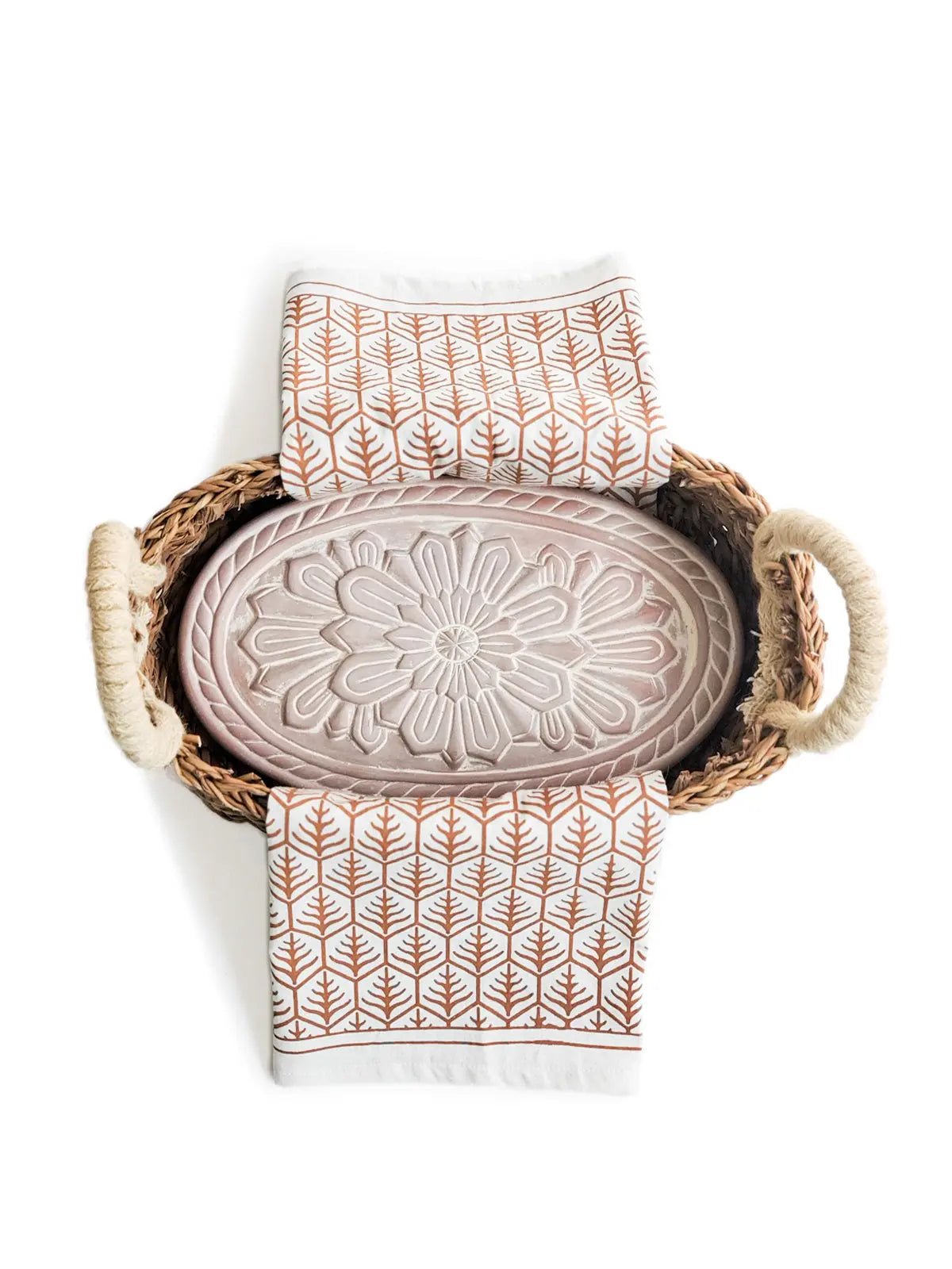 Bread Warmer & Basket Gift Set with Tea Towel - Flower - AmeriLuxe Essentials