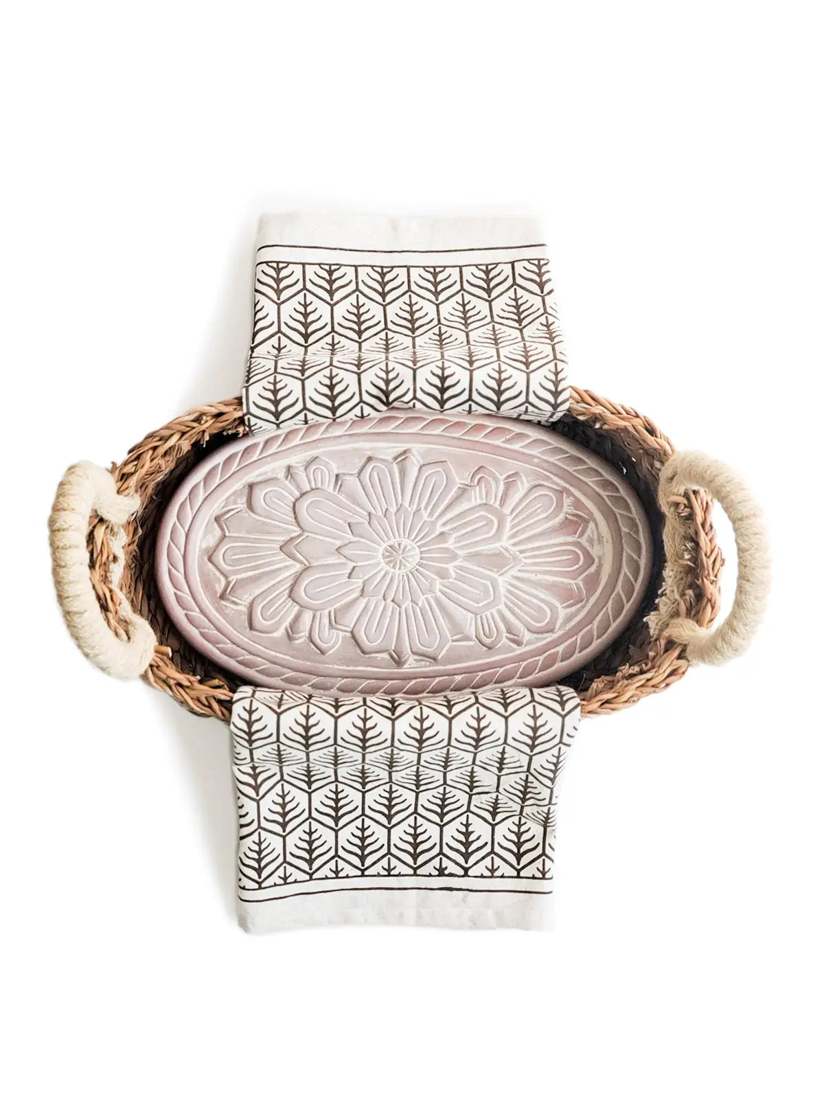 Bread Warmer & Basket Gift Set with Tea Towel - Flower - AmeriLuxe Essentials