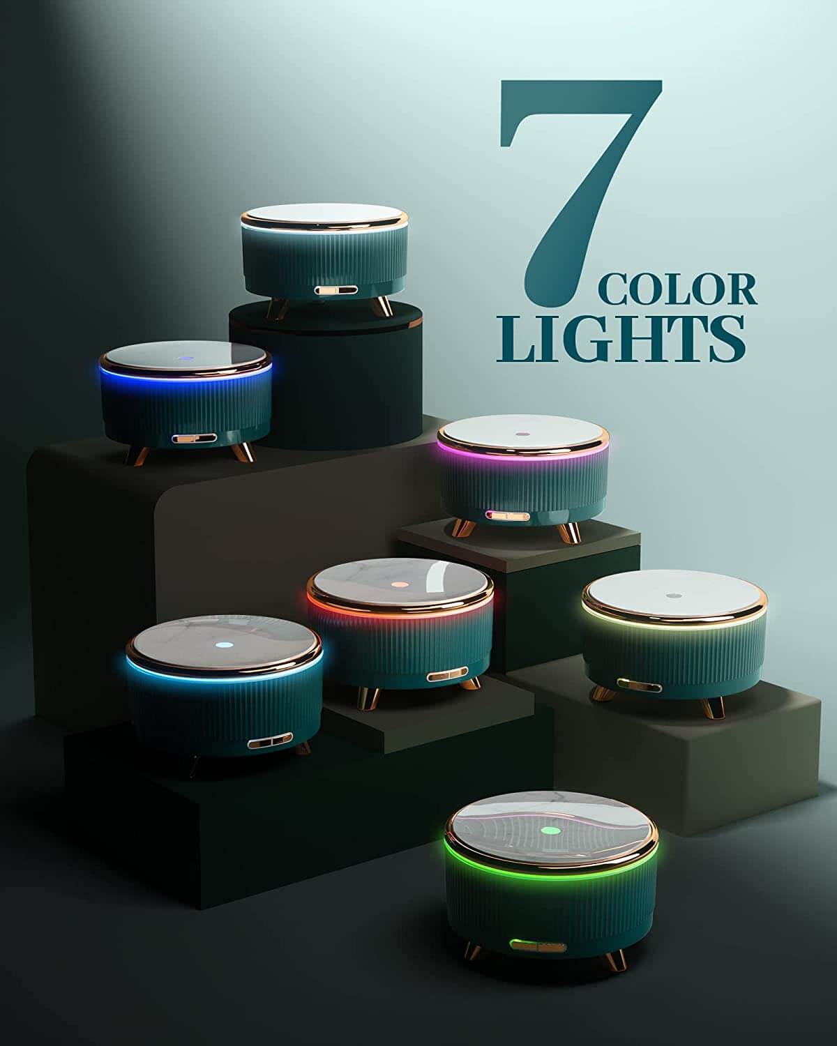 Specialty Wooden LED Aromatherapy Essential Oil Diffuser with 7 color lights for ambiance and relaxation.