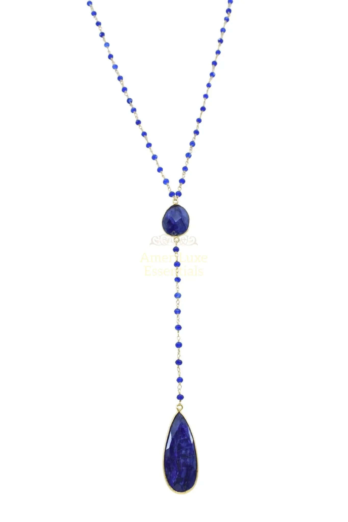 Diana Montecito sapphire necklace with sapphire drop featuring a vibrant sapphire pendants on a delicate chain.
