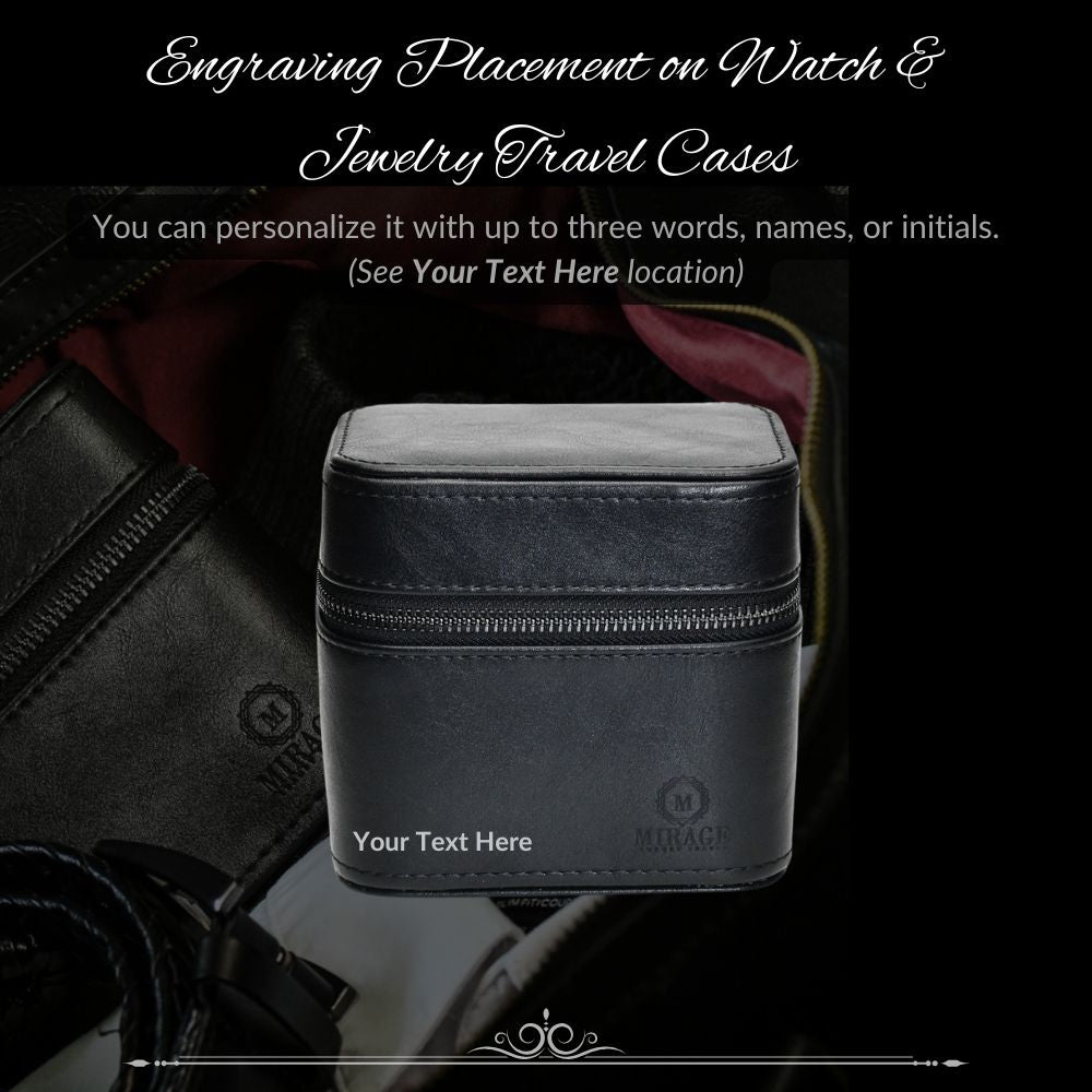 Watch and Jewelry Travel Case - Genuine Leather - Obsidian Black