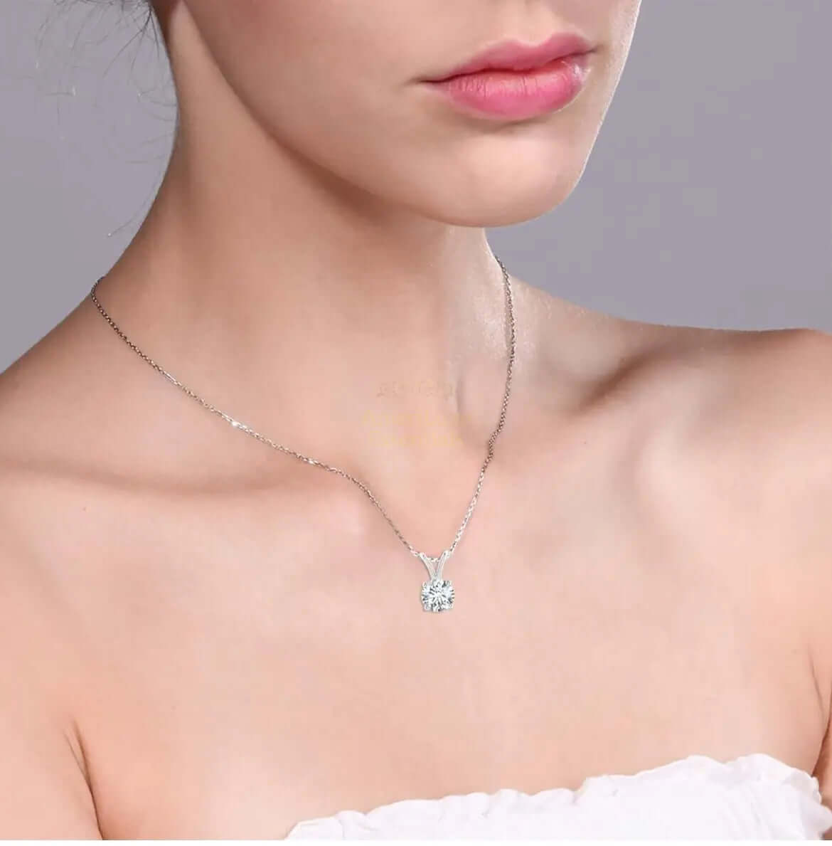 1.00 CTW AGI Certified Lab Grown Diamond Pendant - G/VS Clarity Round Cut in Choice of 14K White or Yellow Gold DC-Vossagin