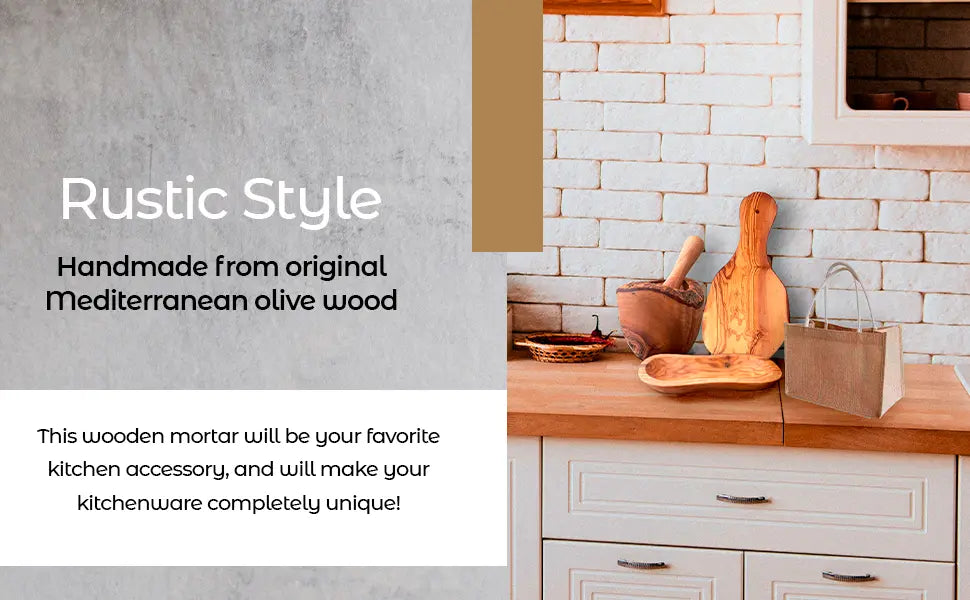 Olive Wood Rustic Mortar and Pestle - AmeriLuxe Essentials