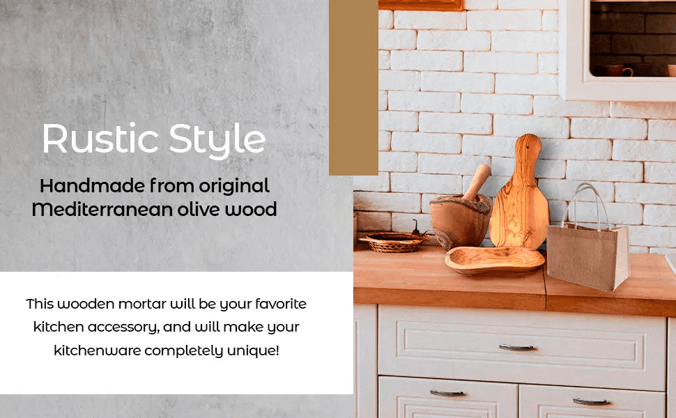 Olive Wood Rustic Mortar and Pestle DC-Choixe