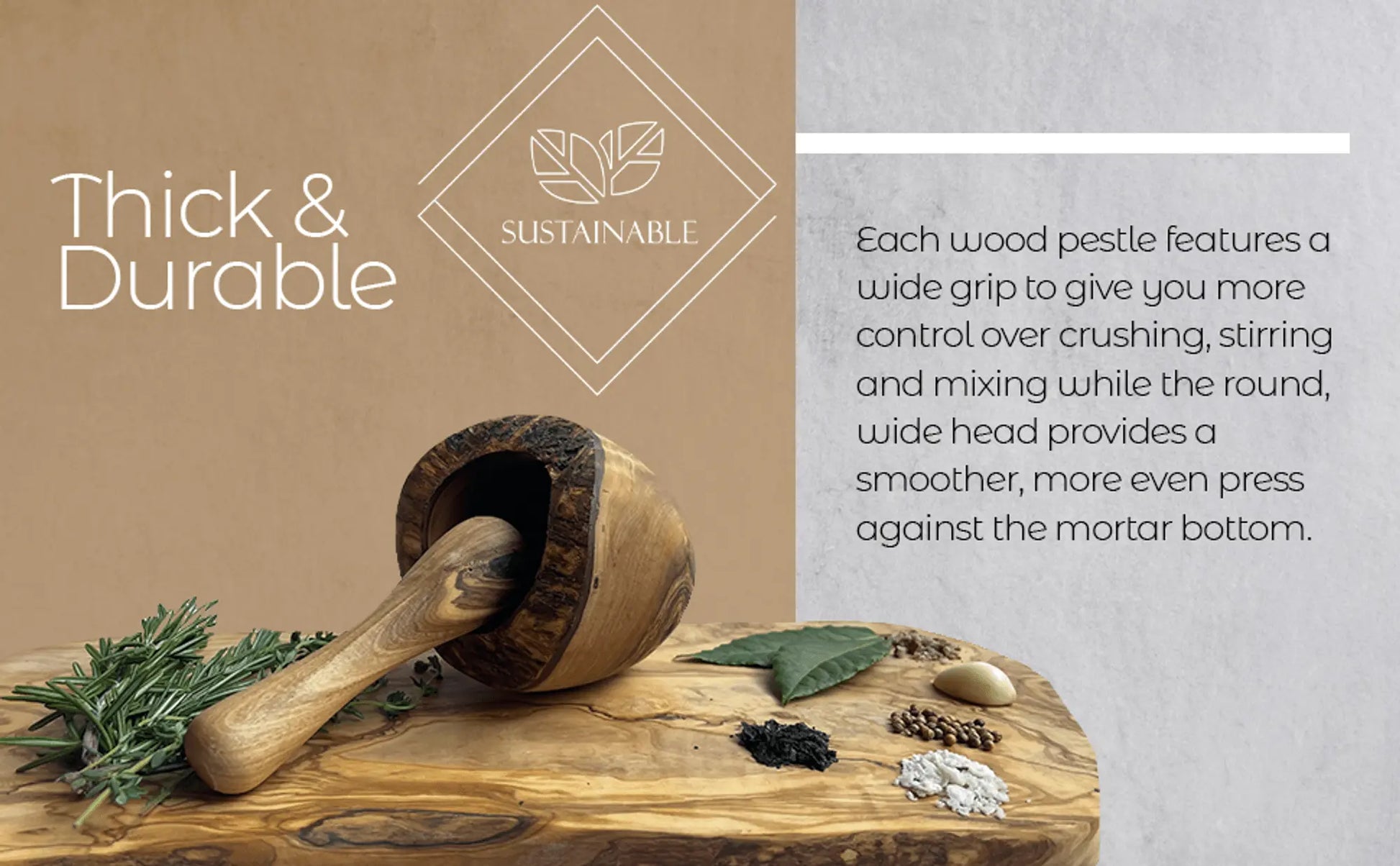 Olive Wood Rustic Mortar and Pestle - AmeriLuxe Essentials