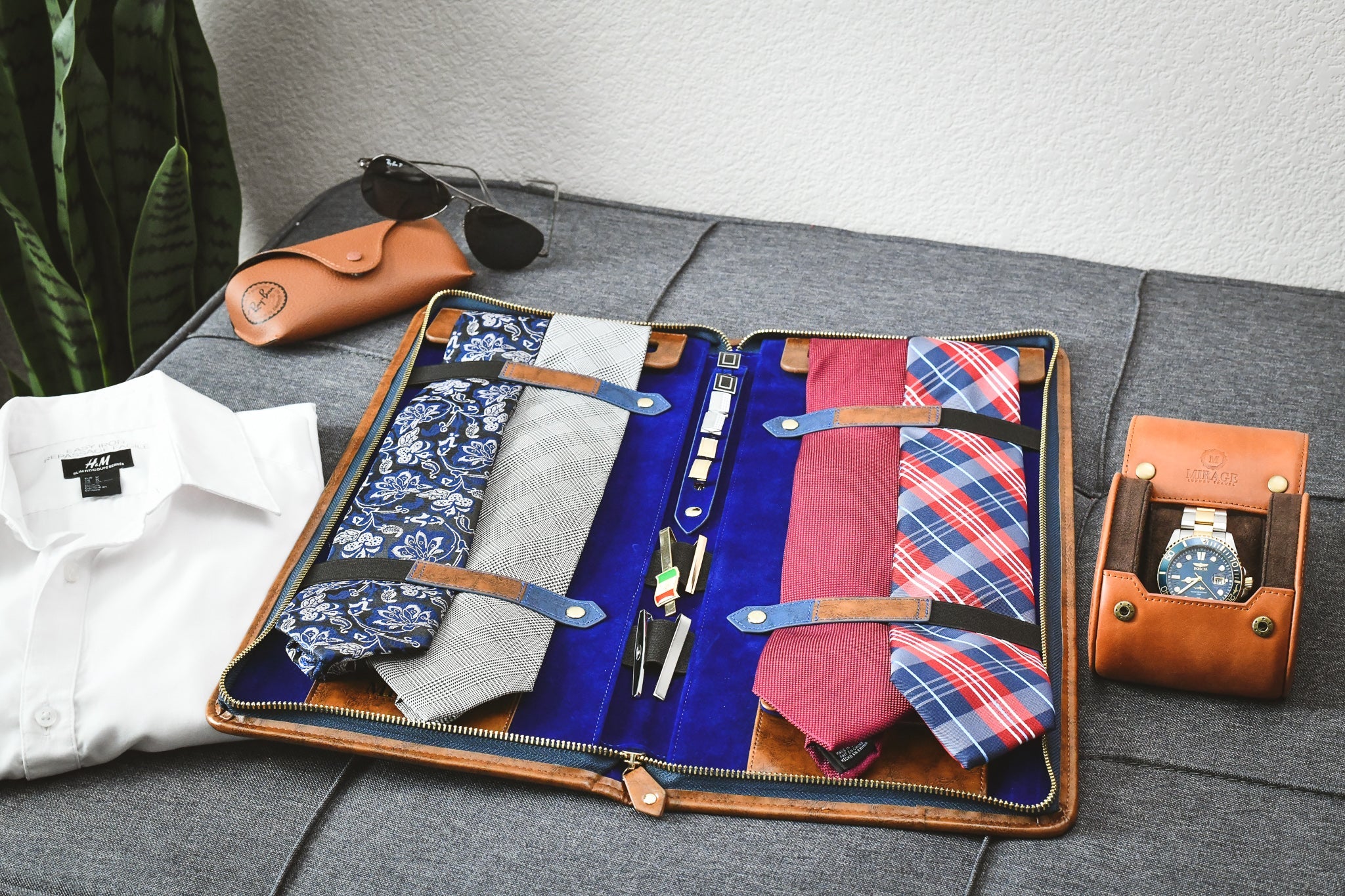 Tie Organizer Travel Case - Royal Blue