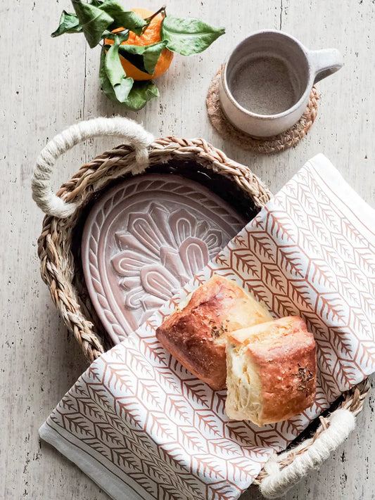 Bread Warmer & Basket Gift Set with Tea Towel - Flower - AmeriLuxe Essentials