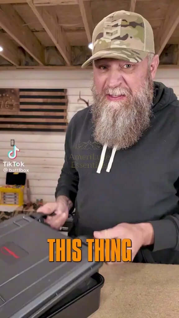 Person demonstrating a product box with an excited expression, showcasing the item labeled "THIS THING".