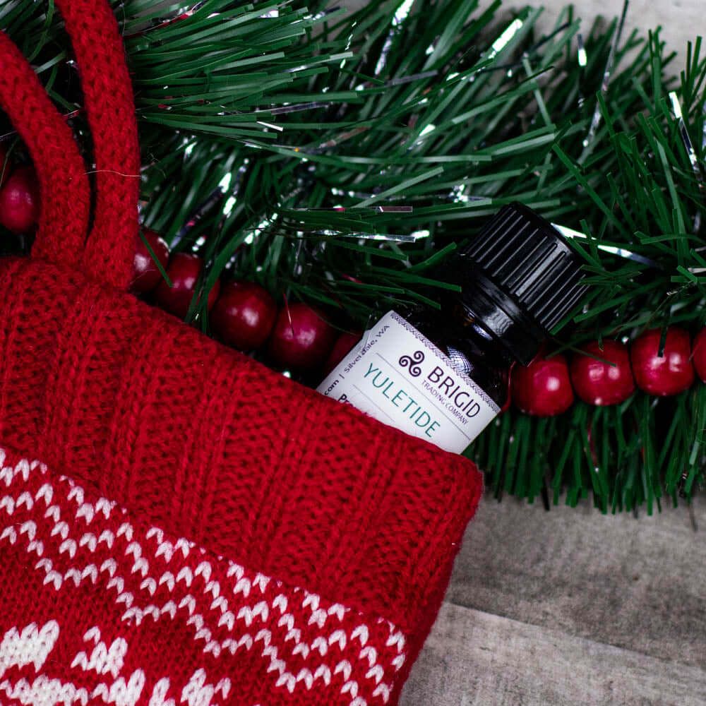 Diffuser Oil Blends - Essential and Premium Fragrance Blends with a Yuletide scent in a festive red stocking.