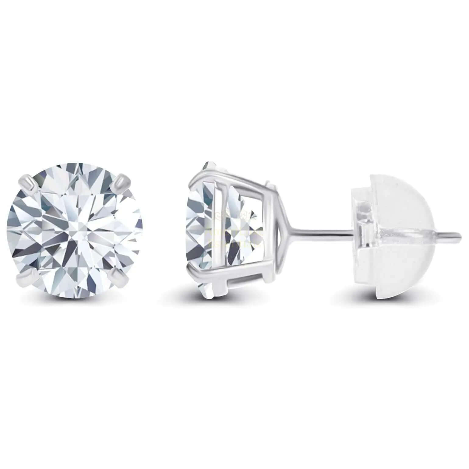 1.50 CTW ethical lab-grown diamond stud earrings in 14K white gold, F-G color, VS clarity, showcasing timeless elegance.