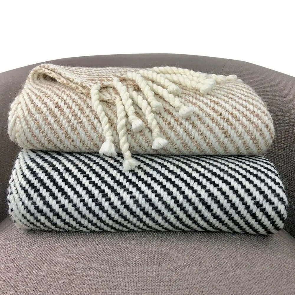 Handmade Chunky Camel Stripe Alpaca Throw - AmeriLuxe Essentials