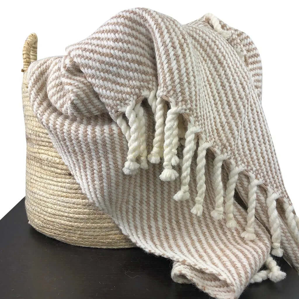 Chunky Camel Stripe Alpaca Throw - AmeriLuxe Essentials
