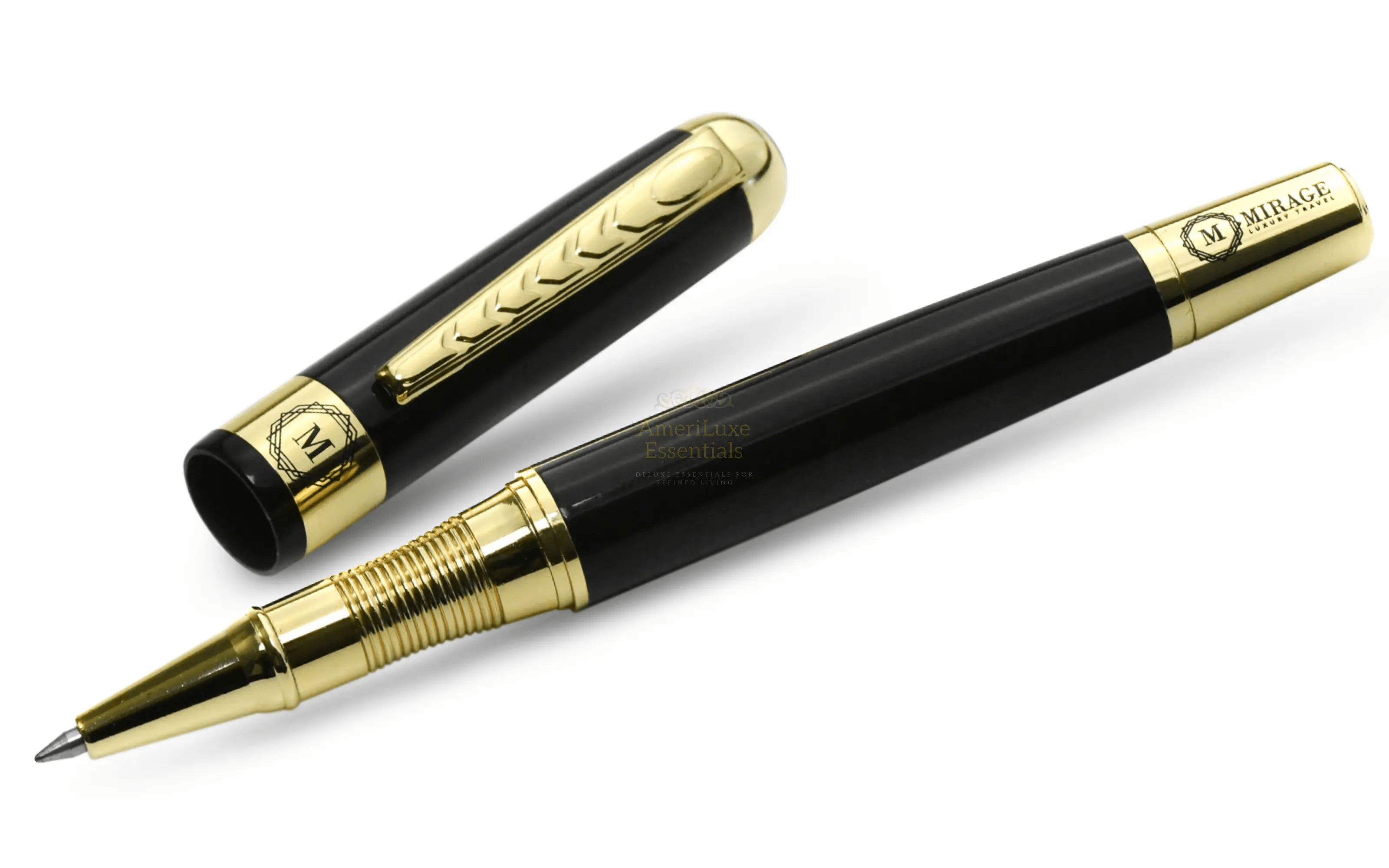 Mirage Luxury Pen Splendor Black, a luxury black pen with gold accents and sleek design.