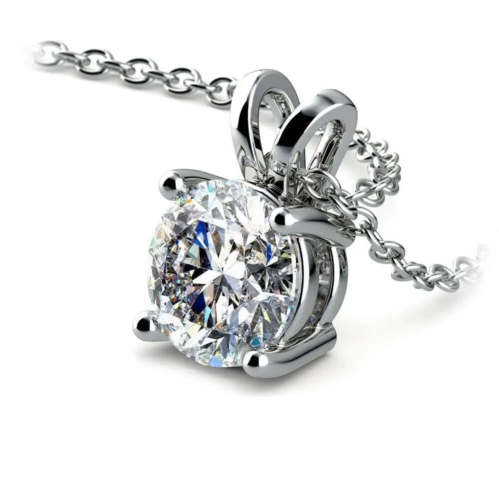 Beautiful lab grown diamond pendant in prong setting, crafted in white gold, showcasing round diamonds.