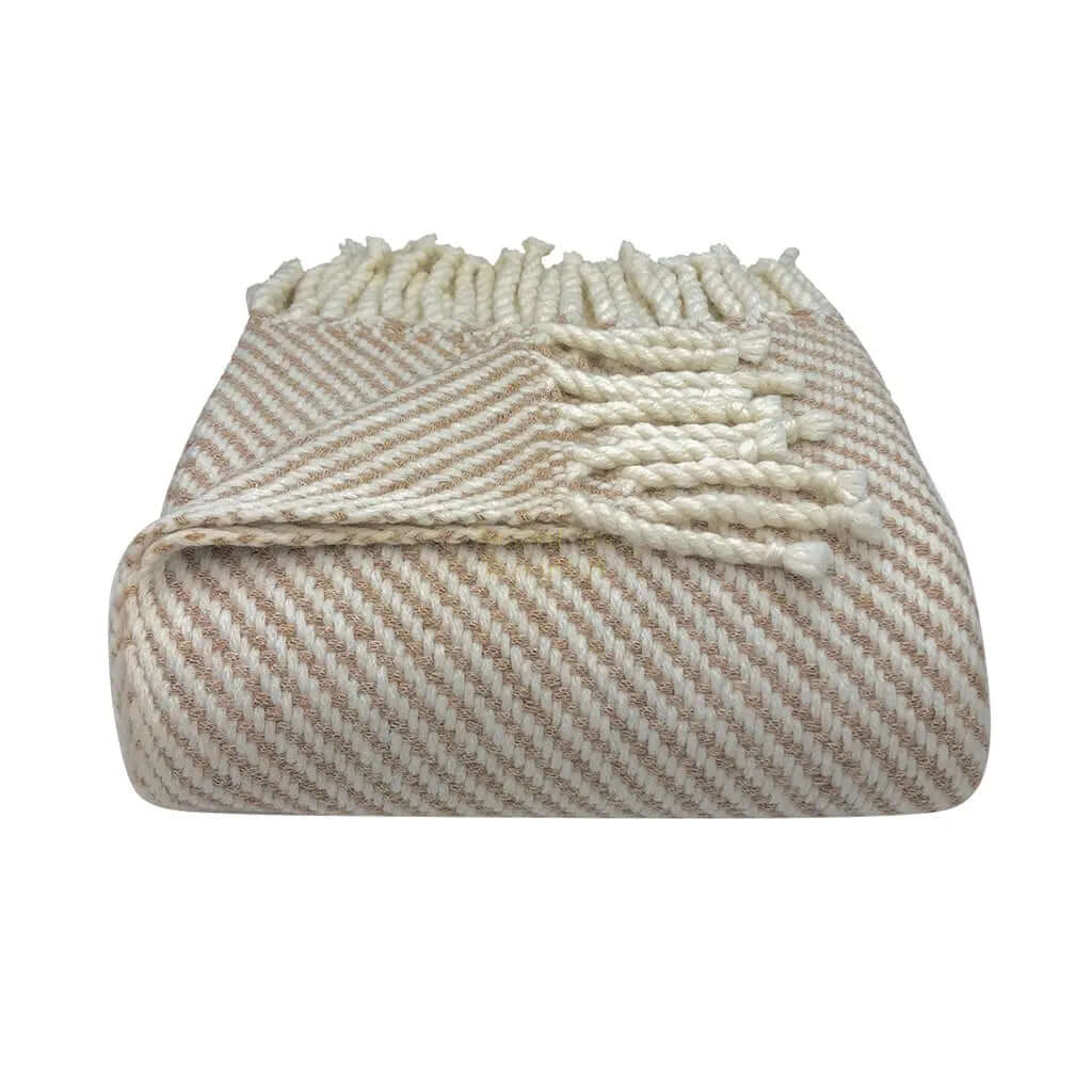 Chunky Camel Stripe Alpaca Throw - AmeriLuxe Essentials