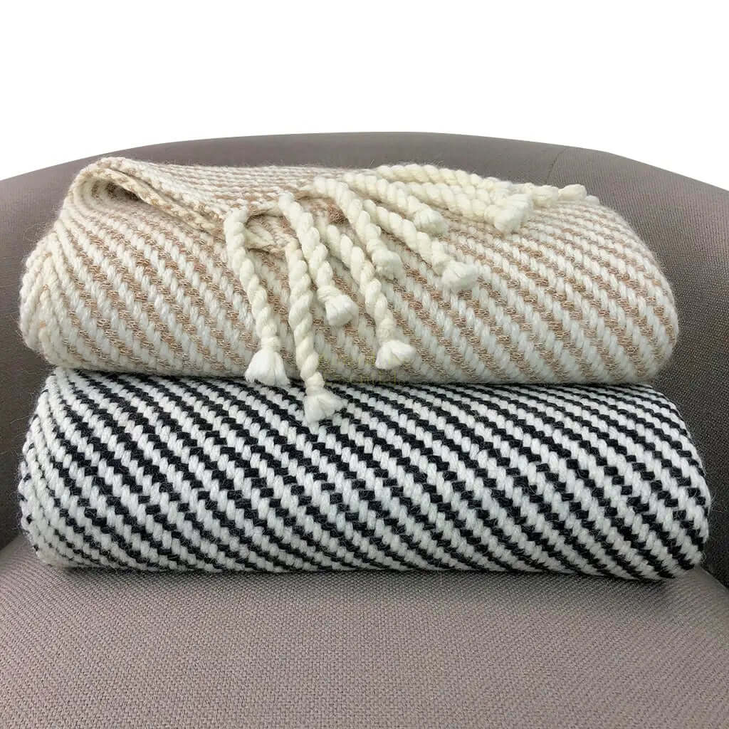 Chunky Camel Stripe Alpaca Throw - AmeriLuxe Essentials